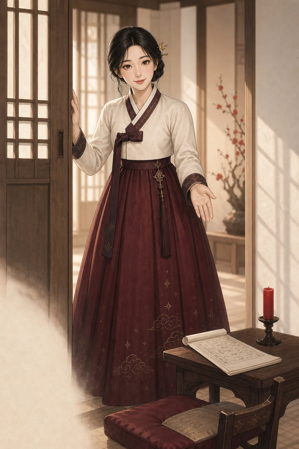 문을 열고 손님을 맞이하는 별하